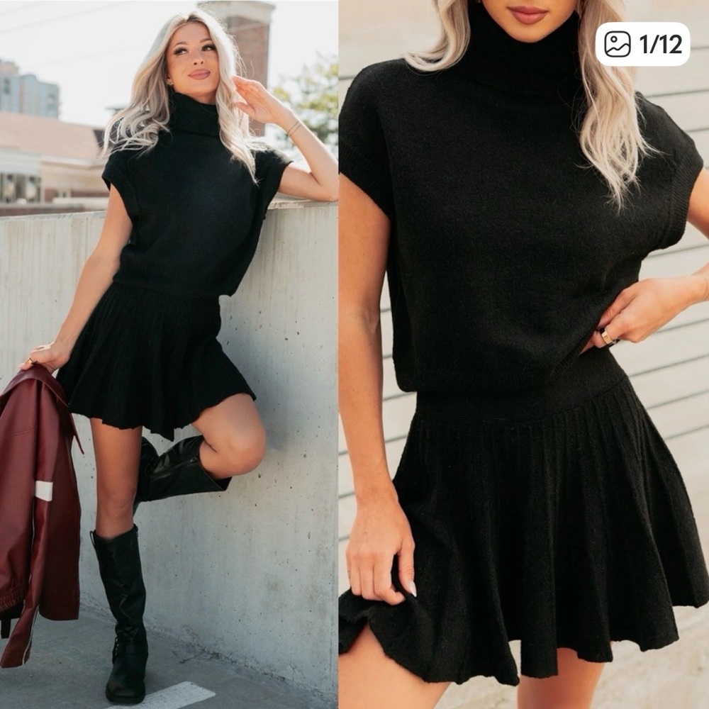 Silent Memories Turtleneck Top and Pleaded Skirt